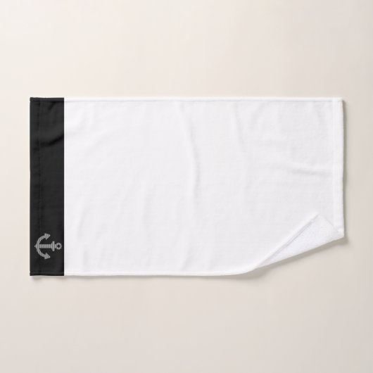 白黒航海のいかり縞模様 バスタオルセット (ハンドタオル)