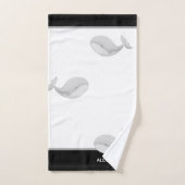 白黒航海のとグレーホエールクジラ バスタオルセット (ハンドタオル)