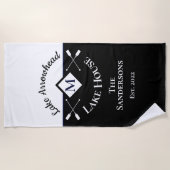 白黒航海のモノグラムレイクハウス ビーチタオル (正面)