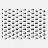 白黒船航海の帆船 ラッピングペーパーシート (正面2)