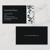 白黒花のつる植物の名刺 名刺 (正面/裏面)