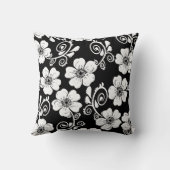 白黒花のクッション、エレガントなクッション クッション (裏面)