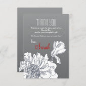 白黒花のサンキューカード サンキューカード (正面/裏面)