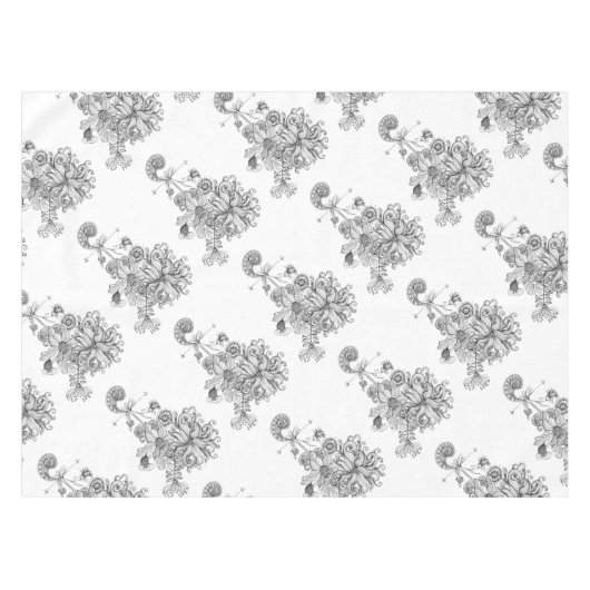 白黒花のテーブルクロス テーブルクロス (正面(横))