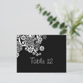 白黒花のテー結婚ブル番号カード ポストカード (スタンド正面)