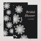 白黒花のブライダルシャワー招待状 招待状 (正面/裏面)