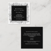 白黒花のボーダー正方形の名刺 スクエア名刺 (正面/裏面)