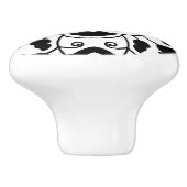 白黒花のモロッコのタイル、深紅 セラミックノブ (側面)