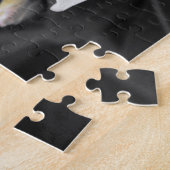 白黒花の写真のパズル ジグソーパズル (側面)