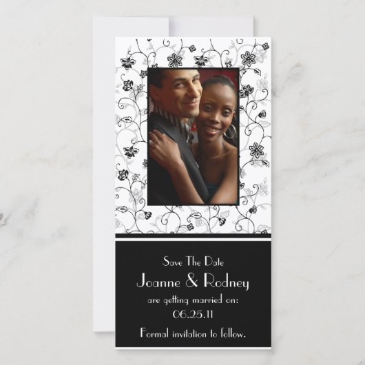 白黒花の写真の保存日付 セーブザデート (正面)