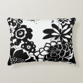 白黒花の庭のグラフィックパターン アクセントクッション (正面)