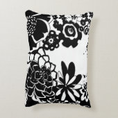 白黒花の庭のグラフィックパターン アクセントクッション (裏面(縦))