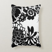 白黒花の庭のグラフィックパターン アクセントクッション (正面(垂直))