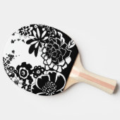 白黒花の庭のグラフィックパターン 卓球ラケット (横)