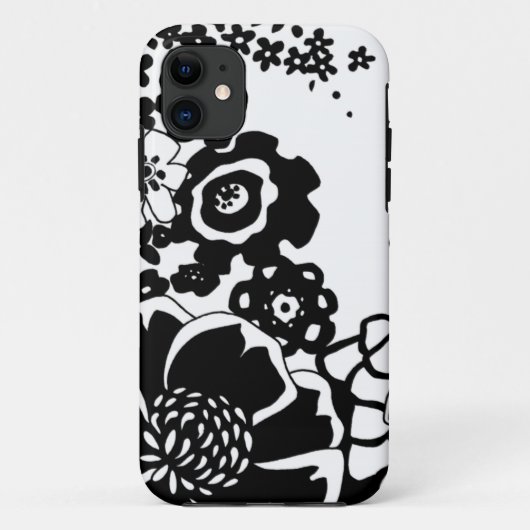 白黒花の庭のグラフィックパターン Case-Mate iPhoneケース (裏面)