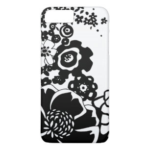白黒花の庭のグラフィックパターン iPhone 8 PLUS/7 PLUSケース