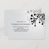 白黒花の悔やみや弔慰のサンキューカード サンキューカード (正面/裏面)