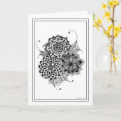 白黒花の挨拶状 カード (黄色い花)