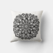白黒花の曼荼羅 クッション (裏面)