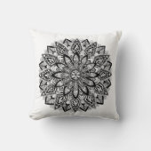 白黒花の曼荼羅 クッション (正面)