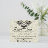 白黒花の結婚式のサンキューカード サンキューカード (スタンド正面)