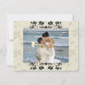 白黒花の結婚式のサンキューカード サンキューカード (裏面)