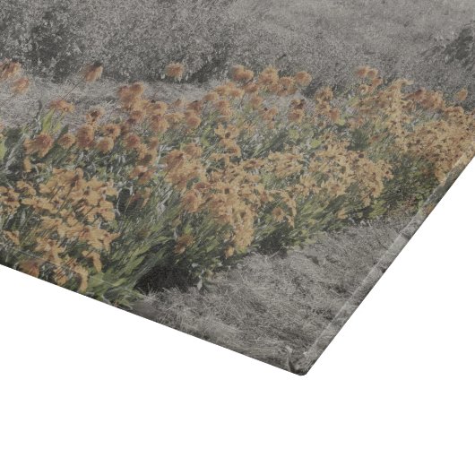 白黒花の花園自然 カッティングボード (角)