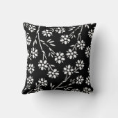 白黒花の装飾的な枕 クッション (裏面)