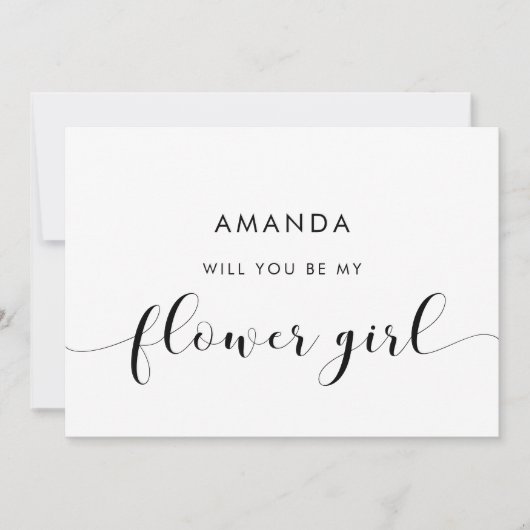 白黒花エレガント女の子のプロポーザルのカード 招待状 (正面)