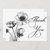 白黒花サンキューカード サンキューカード (正面/裏面)
