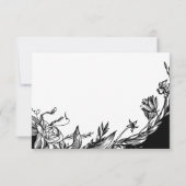 白黒花タイポグラフィフローラRSVPカード 出欠カード (裏面)