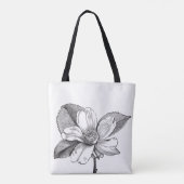 白黒花バッグ トートバッグ (裏面)