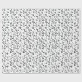 白黒花パターン包装紙 ラッピングペーパー (フラット)