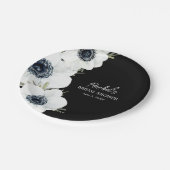 白黒花ブライダルシャワー ペーパープレート (アングル)