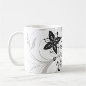 白黒花マグカップ コーヒーマグカップ (左)