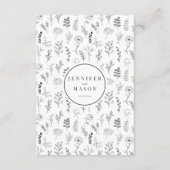 白黒花ミニマル結婚リスト詳細カード エンクロージャーカード (裏面)