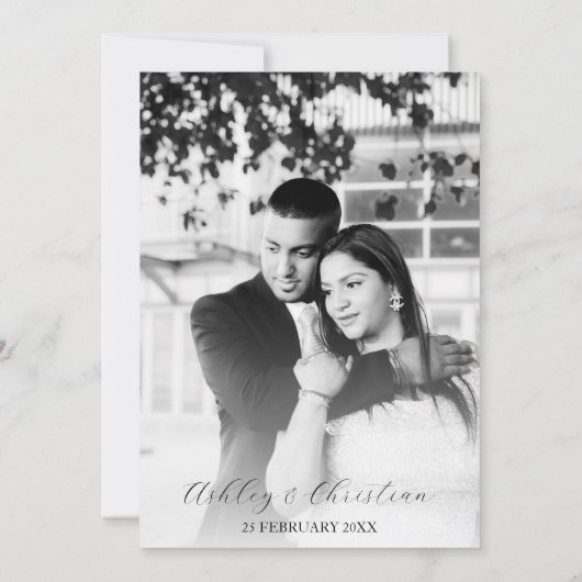 白黒花写真テンプレート セーブザデート (裏面)