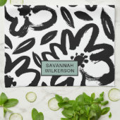 白黒花名 キッチンタオル (折り畳み)