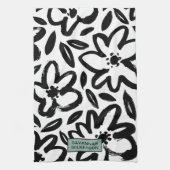 白黒花名 キッチンタオル (縦)