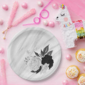 白黒花大理石 ペーパープレート (パーティー)