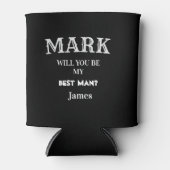 白黒花婿介添人結婚提案パーソナライズされた 缶クーラー (正面)