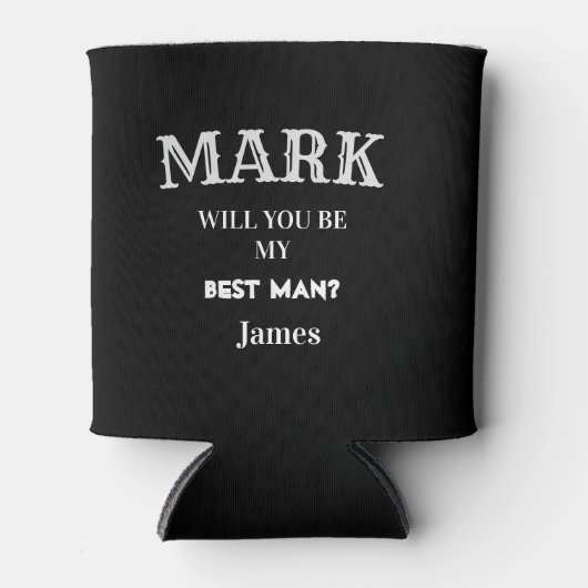 白黒花婿介添人結婚提案パーソナライズされた 缶クーラー (正面)