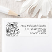 白黒花差出人住所ラベル ラベル (インサイチュ)