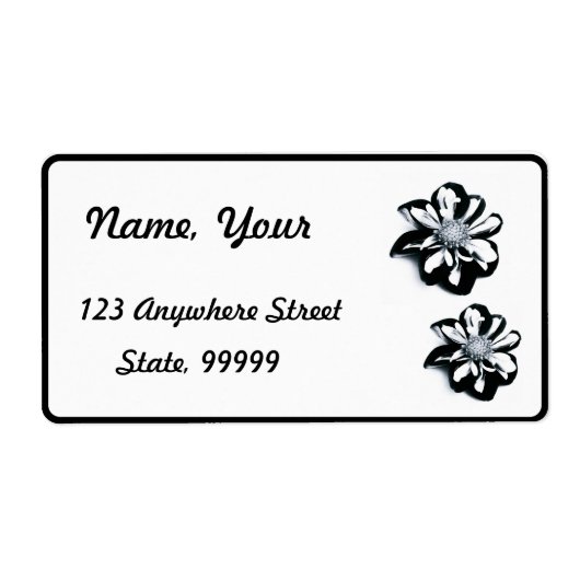 白黒花差出人住所ラベル ラベル (正面)