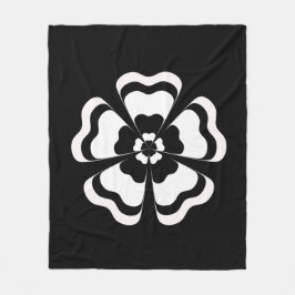 白黒花形モノグラム フリースブランケット