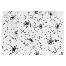 白黒花抱き枕 ラージペーパーバッグ