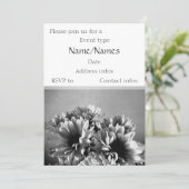 白黒花招待状テンプレート 招待状 (スタンド正面)