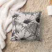 白黒花柄の装飾用クッション クッション (ブランケット)