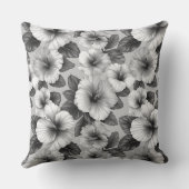 白黒花柄ハイビスカス クッション (裏面)