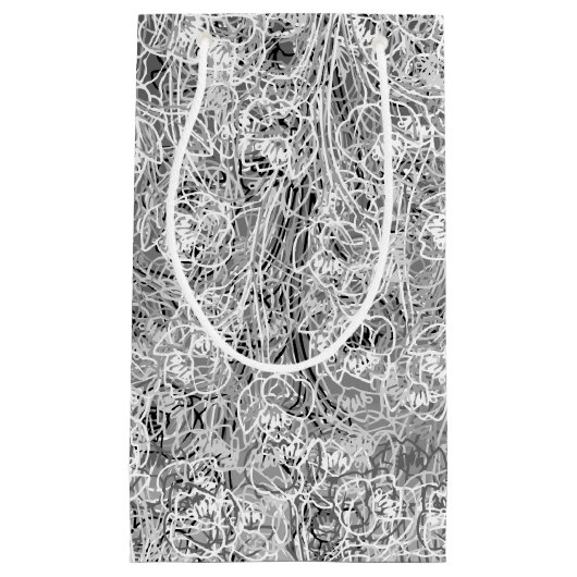 白黒花柄3のギフトバッグ スモールペーパーバッグ (正面)